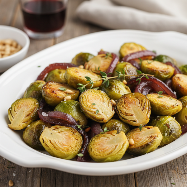 Savory Roasted Brussels Sprouts with Caramelized Red Onions recipe