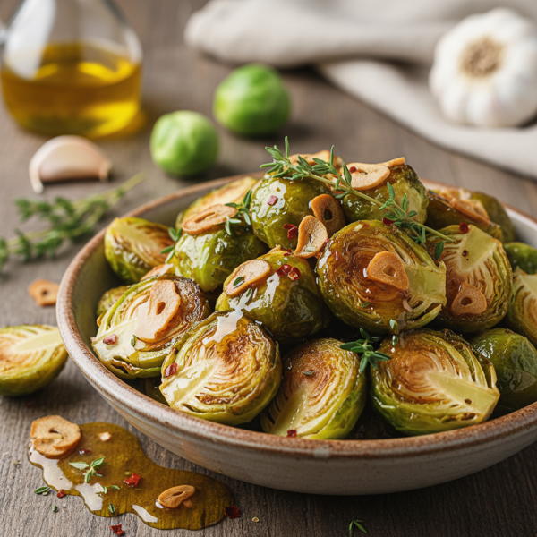Savory Roasted Brussels Sprouts with Golden Garlic Drizzle recipe