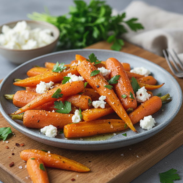 Savory Roasted Carrots with Feta & Parsley recipe