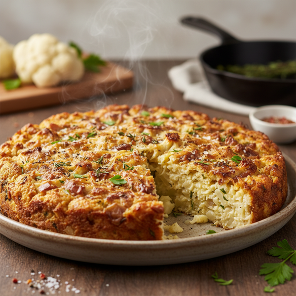 Savory Roasted Cauliflower Kugel recipe
