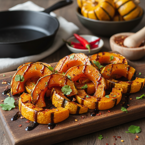 Savory Roasted Delicata Squash Wedges with Sweet and Spicy Flavors recipe