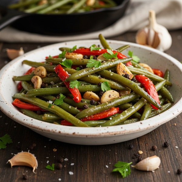 Savory Roasted Garlic and Pepper Green Beans recipe