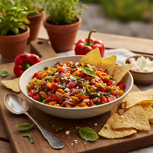 Savory Roasted Pepper & Basil Salsa Delight recipe