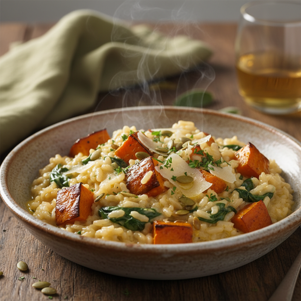 Savory Roasted Pumpkin and Spinach Risotto recipe