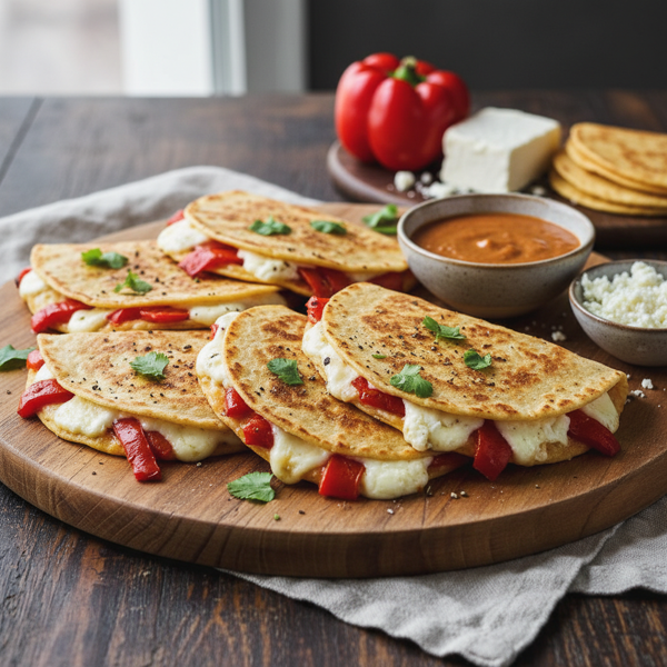 Savory Roasted Red Pepper & Goat Cheese Quesadillas recipe
