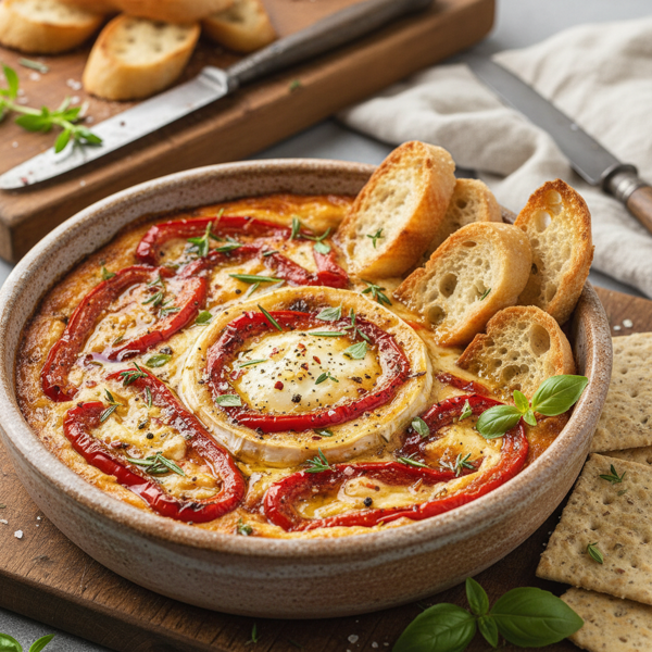 Savory Roasted Red Pepper and Herb Goat Cheese Dip recipe