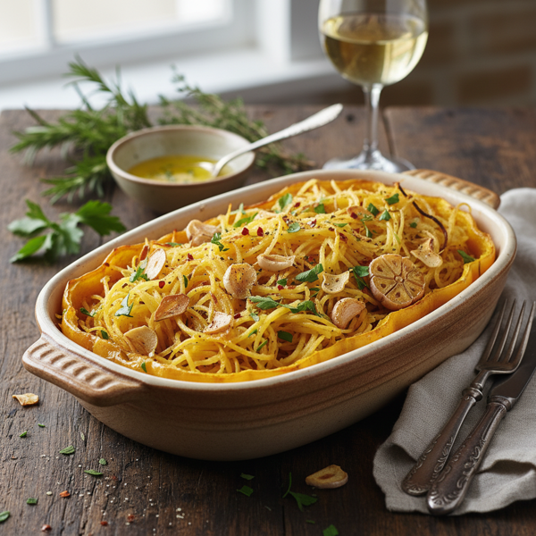 Savory Roasted Spaghetti Squash with Garlic Infusion recipe