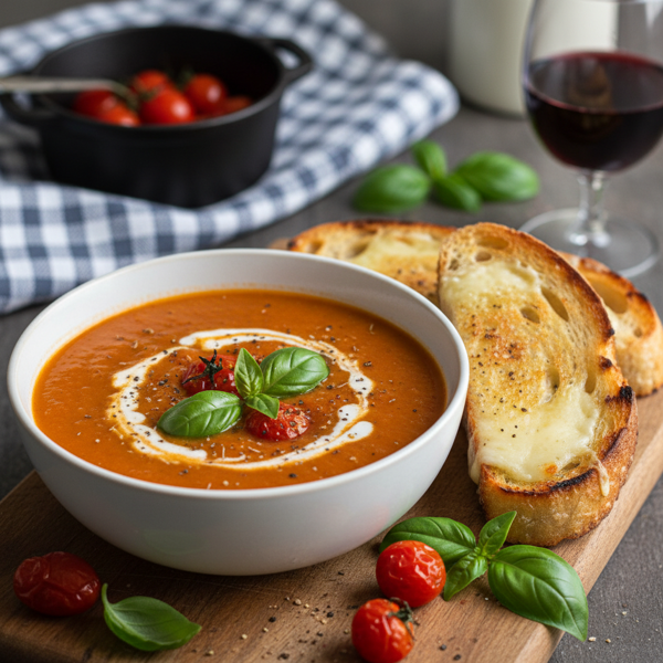Savory Roasted Tomato Basil Soup recipe