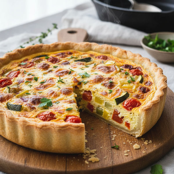 Savory Roasted Vegetable and Gruyère Quiche recipe