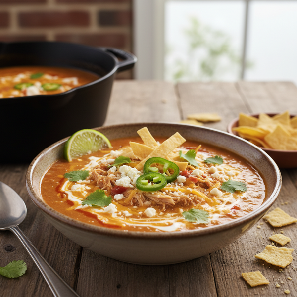 Savory Rotisserie Chicken Enchilada Soup recipe