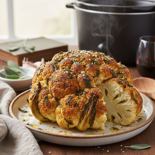 Savory Sage-Infused Slow-Cooker Whole Cauliflower recipe