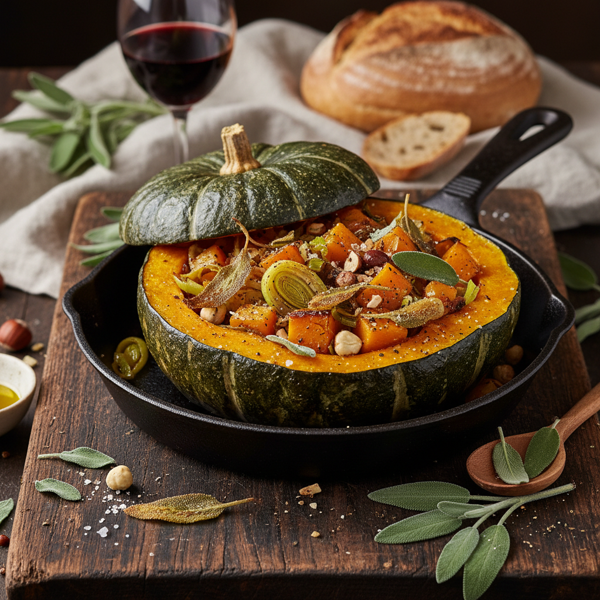 Savory Sage Kabocha Squash with Leeks recipe
