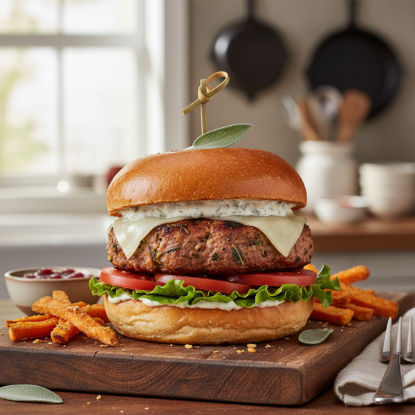 Savory Sage & Garlic Turkey Burgers recipe