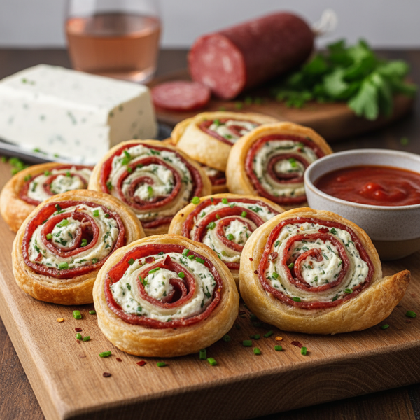 Savory Salami & Cream Cheese Pinwheels recipe