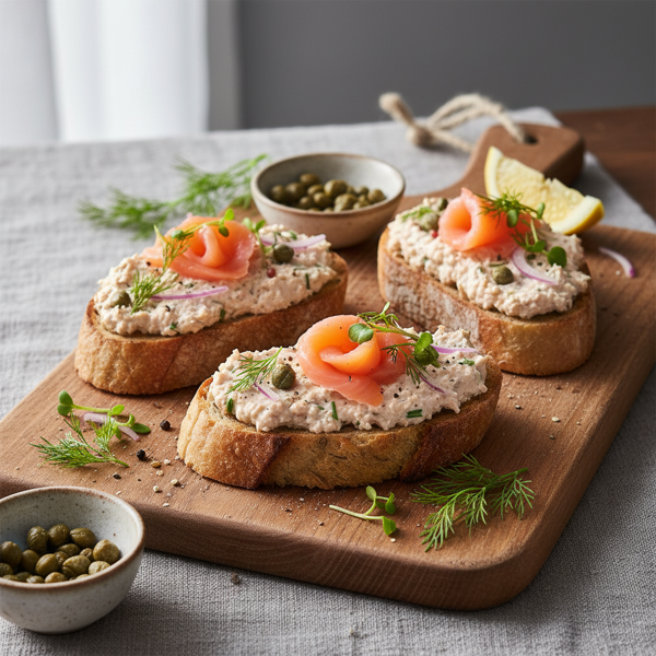 Savory Salmon Pâté Bruschetta recipe