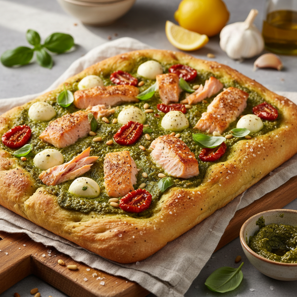 Savory Salmon Pesto Focaccia Delight recipe