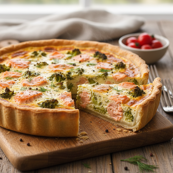 Savory Salmon & Broccoli Quiche recipe