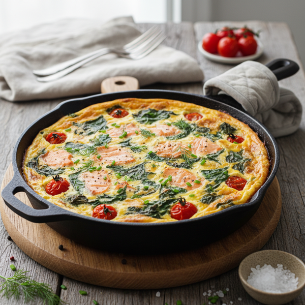 Savory Salmon & Spinach Egg Casserole recipe