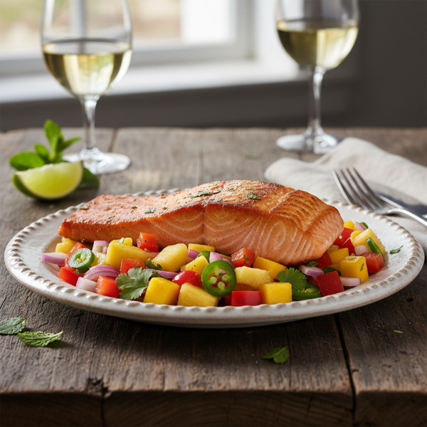 Savory Salmon with Tropical Fruit Salsa recipe