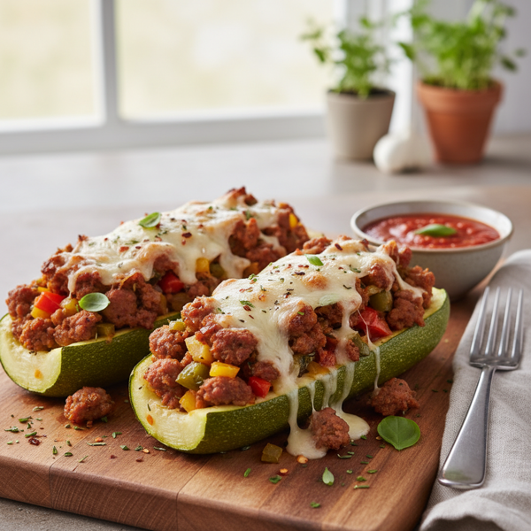 Savory Sausage-Stuffed Zucchini Boats recipe