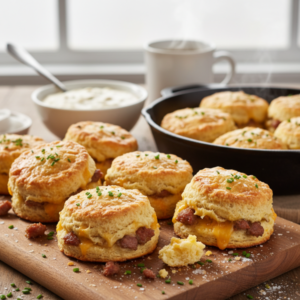Savory Sausage Cheddar Biscuits recipe