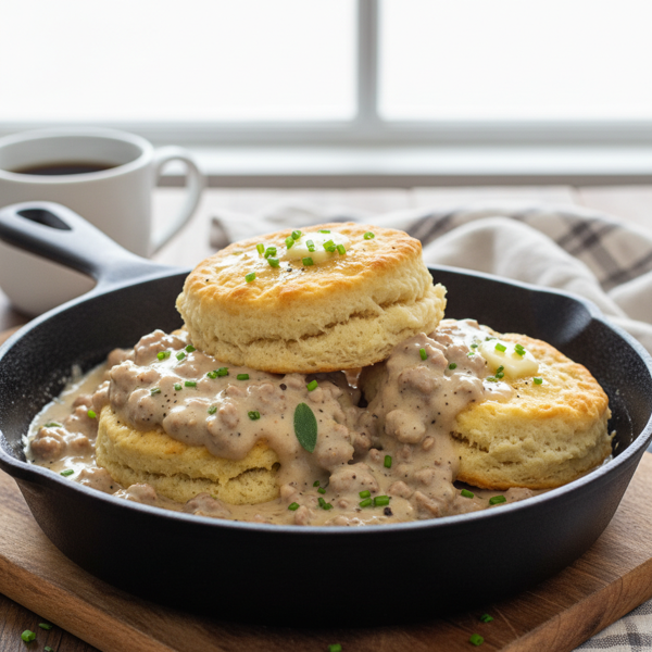 Savory Sausage Gravy & Buttermilk Biscuits recipe