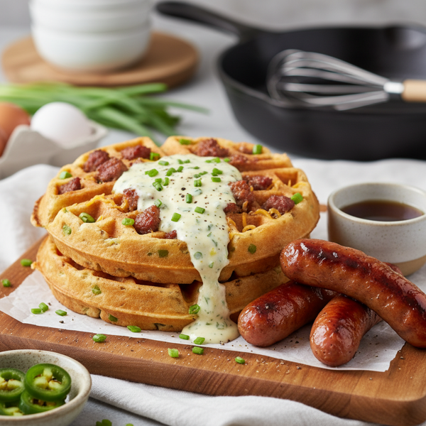 Savory Sausage Waffles Delight recipe