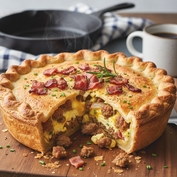 Savory Sausage & Bacon Breakfast Pie recipe