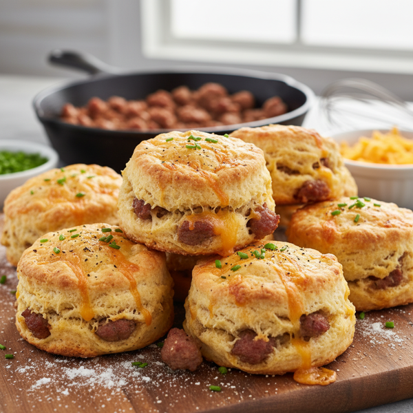 Savory Sausage & Cheddar Biscuits recipe