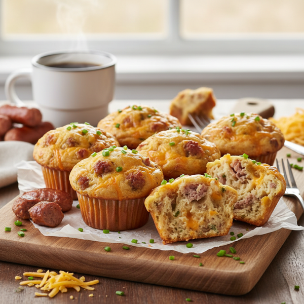 Savory Sausage & Cheddar Breakfast Muffins recipe