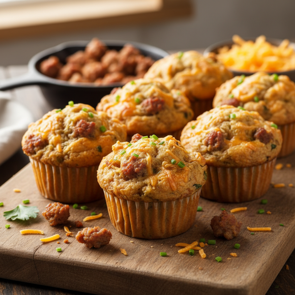 Savory Sausage & Cheddar Muffins recipe
