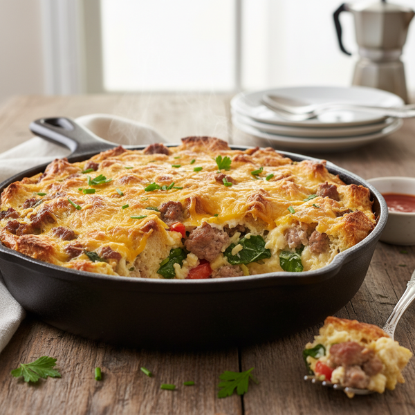 Savory Sausage & Cheese Breakfast Casserole recipe