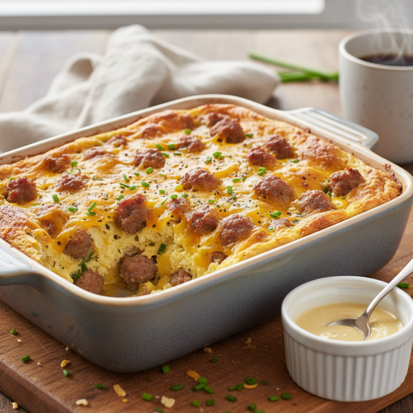 Savory Sausage and Cheddar Breakfast Bake recipe