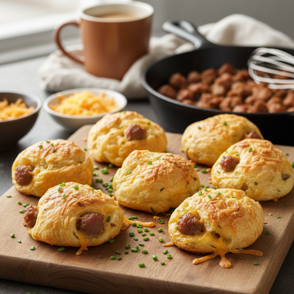 Savory Sausage and Cheese Breakfast Puffs recipe