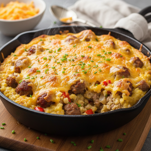 Savory Sausage and Cheesy Grits Bake recipe