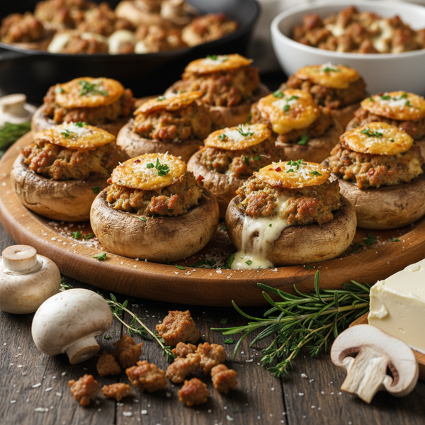 Savory Sausage and Cream Cheese Mushroom Caps recipe