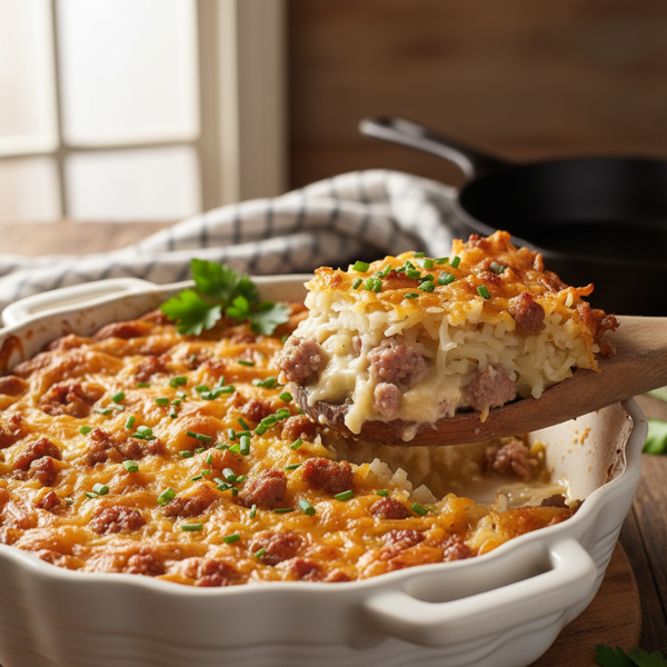 Savory Sausage and Hash Brown Casserole recipe