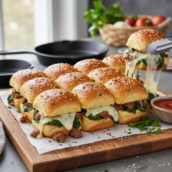 Savory Sausage and Spinach Sliders recipe
