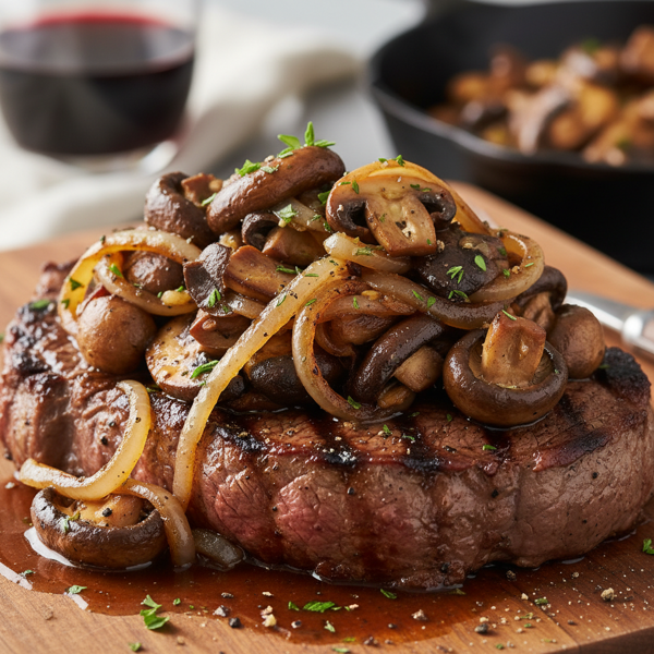 Savory Sautéed Mushrooms and Onions for Steak recipe