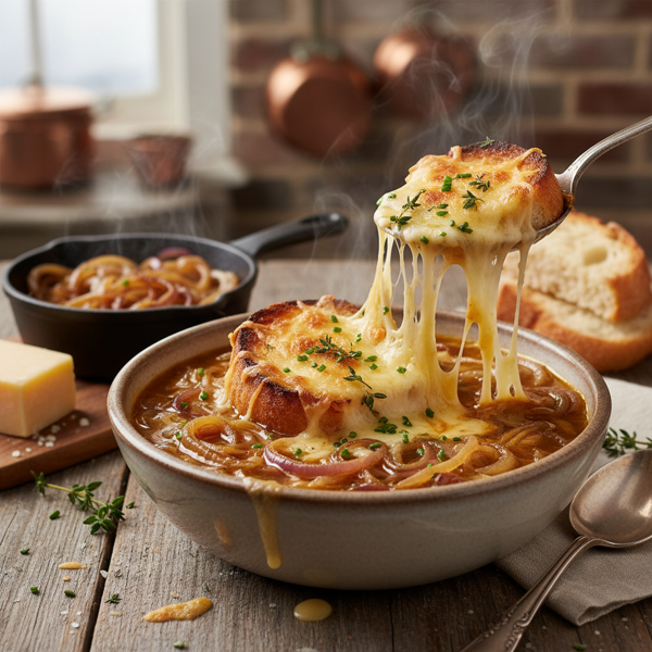 Savory Sautéed Onion & Cheese Soup recipe