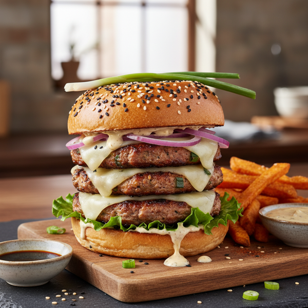 Savory Scallion Sesame Turkey Burgers recipe