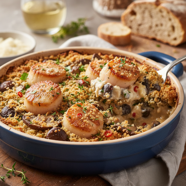 Savory Scallop and Mushroom Bake recipe