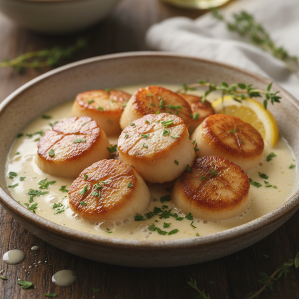 Savory Scallops in White Wine Cream Sauce recipe