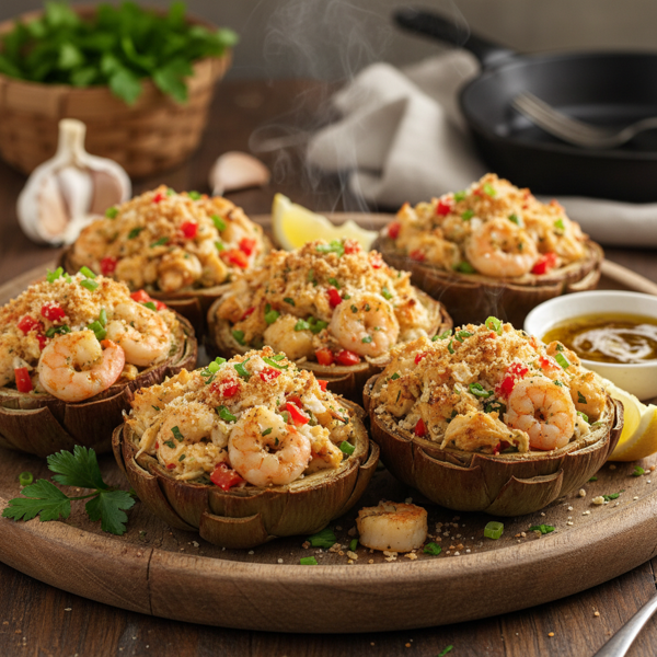 Savory Seafood-Stuffed Artichokes recipe