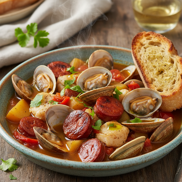 Savory Seafood Clam and Chorizo Stew recipe