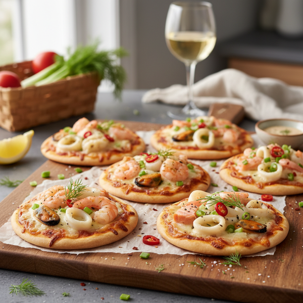 Savory Seafood Mini Pizzas recipe