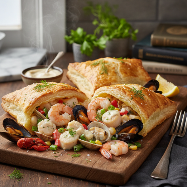 Savory Seafood Puff Pastry Pockets recipe