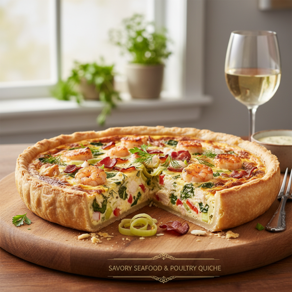Savory Seafood and Poultry Quiche recipe
