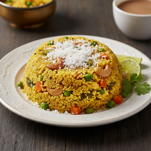 Savory Semolina Upma with Coconut Garnish recipe