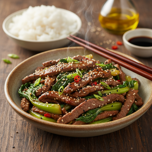 Savory Sesame Beef and Bok Choy Stir-Fry recipe